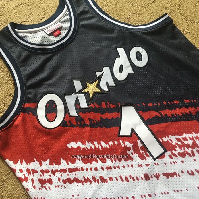 Camiseta Orlando Magic Anfernee Hardaway #1 Independence Day Mitchell & Ness Blanco